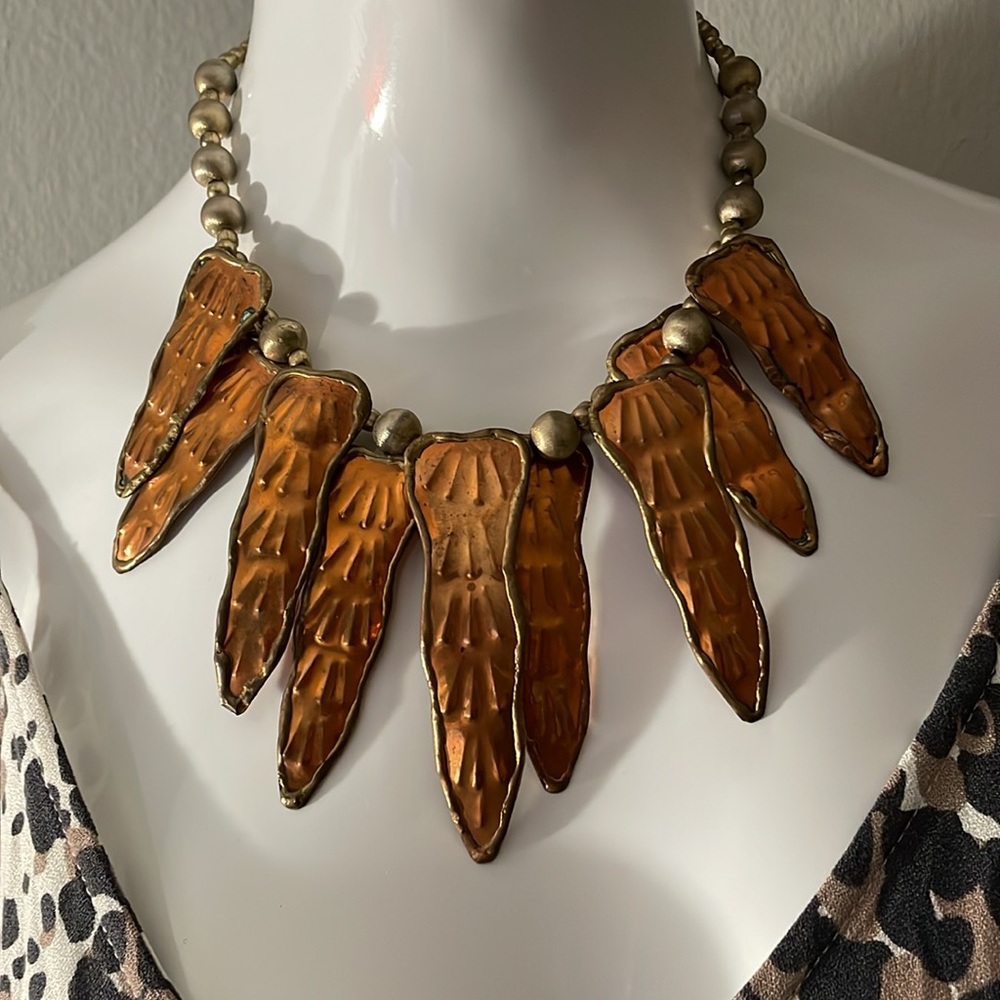Vintage Copper Brass Statement Necklace